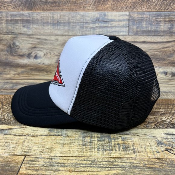 Defunct T&P Railway Mens Trucker Hat Black Snapback Texas & Pacific Vintage Logo - Picture 4 of 8